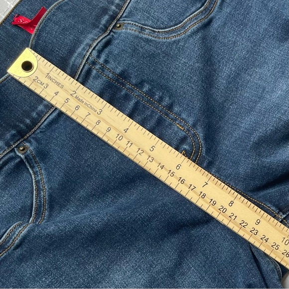 Spanx Blue Jean Jeggings Size Small Raw Hem Faux Front Pockets Distressed Flawed - Picture 9 of 14